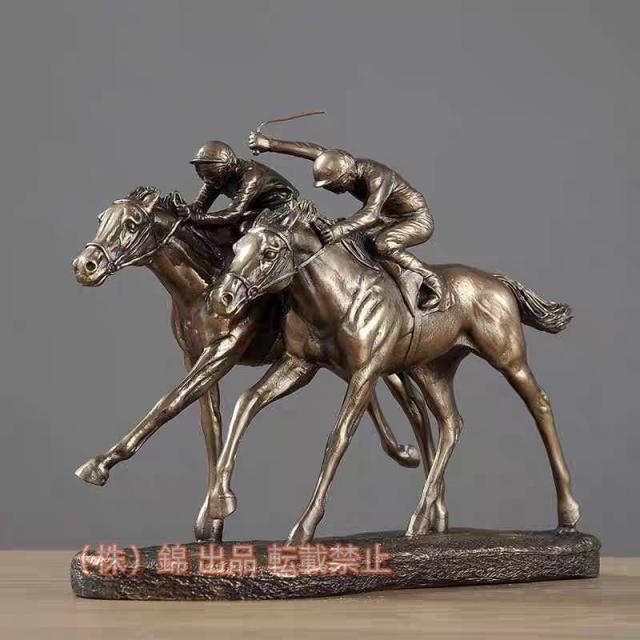 ブロンズダブル競馬の高級装飾品の像ギャロッピング競走馬ジョッキーの彫刻-コールドキャストブロンズ競馬の置物株式会社錦クリエイティブキャスト銅の家の装飾