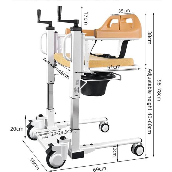 患者リフト 患者リフト車椅子 家庭用 5 In 1 移乗椅子 180°分割シート￥u0026ベッドパン付き シャワーチェア 錦ベッドサイド便器 高齢者障害者用 286ポンド_3