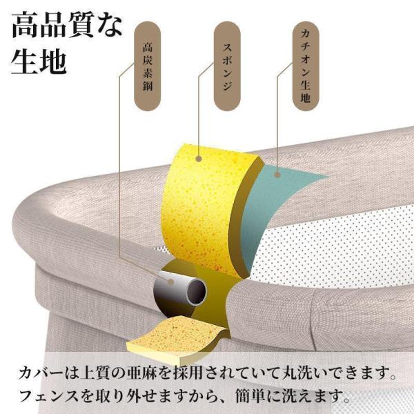 折りたたみベビーベッド ゆりかご ベビーラック 折りたたみ 組み立て不要 収納便利 キャスタ付き 通気 株式会社錦 カバー外せる洗濯可能_8