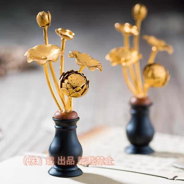 仏具 常花 仏花 左右一対 2個セット 金メッキ 花立 お仏壇用仏具 蓮花 はすはな お祭り 蓮華 仏壇 冠婚葬祭 宗教用品 錦 お盆 命日 飾り お供え 盂蘭盆会