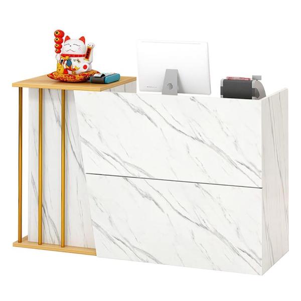 木製カウンターテーブル 引き出し付き 受付カウンター ローカウンター 受付台 幅120cm 奥行70cm 高さ