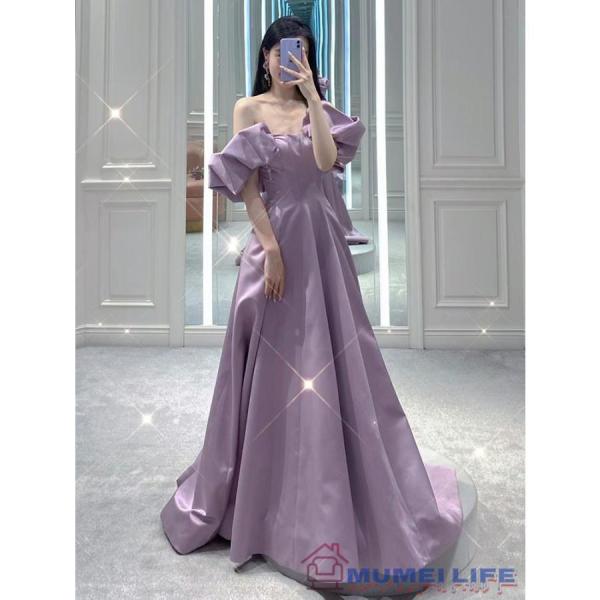 カラードレス 多WAY 付け袖 オーバースカート ロングドレス 花嫁 二次会ブライダル アレンジ ウエディングドレス株式会社錦 結婚式 パープル イブニングドレス カラードレス 多WAY 付け袖 オーバースカート ロングドレス 花嫁