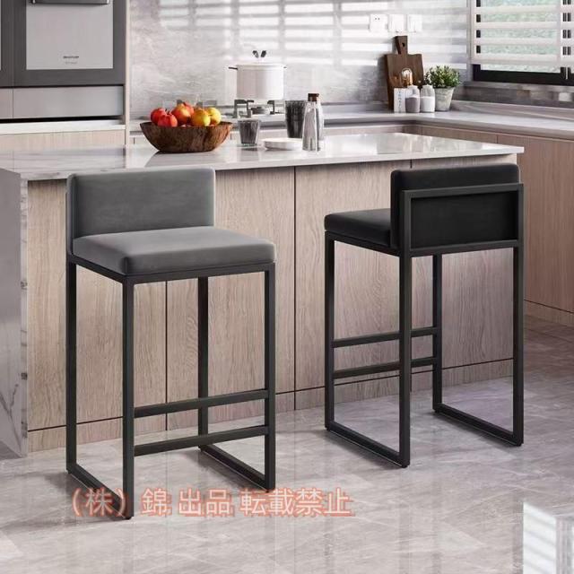 キッチンチェアバーチェアカウンターチェア，45cm55cm65cmメタルフレームとフットレスト付きカウンターチェア錦バーブラックベルベット朝食ダイニング