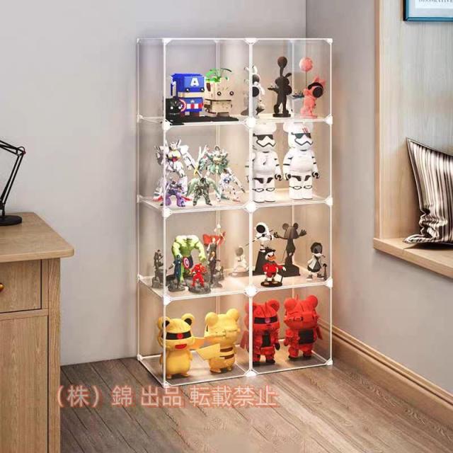LED照明付きホビー用収納ケースフィギュアボックスコレクションケース人形ケース透明アクリル組み立て簡単株式会社錦ディスプレイラック収納棚整理棚展示台陳列
