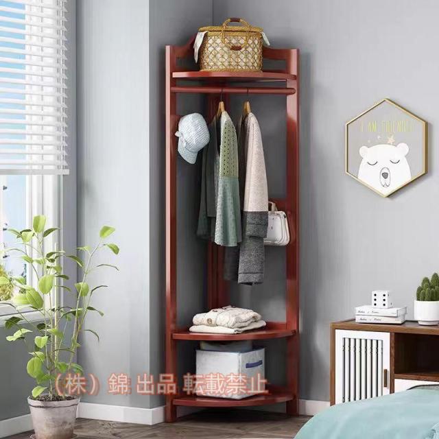 家具収納木製コートハンガー棚付き洋服掛けラック衣類収納ハイタイプコートハンガーコーナーハンガーラック株式会社錦?コートハンガークローゼット寝室玄関衣類