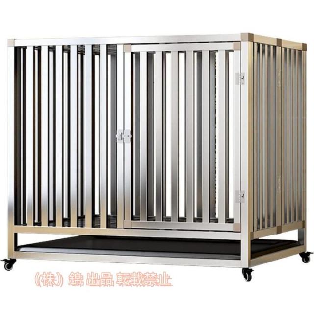 大型犬 ケージ 犬サークル 犬 ケージ，4つの取り外し可能なホイールと取り外し可能なトレイ付き頑丈なステンレス鋼の金属製の犬用ケージ株式会社錦折り畳み