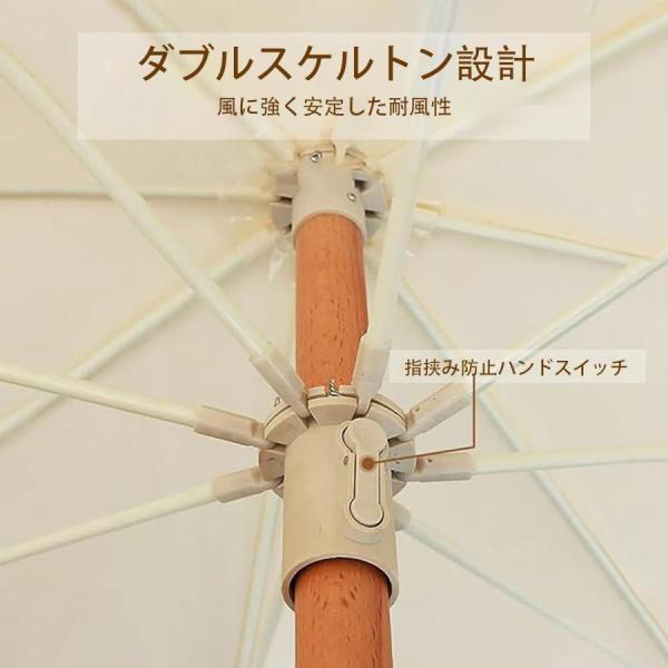 パラソル 200cm ガーデンパラソル 風に強い ビーチパラソル ハンドル開閉 フリンジ付き UVカット株式会社錦 角度調整可能_7