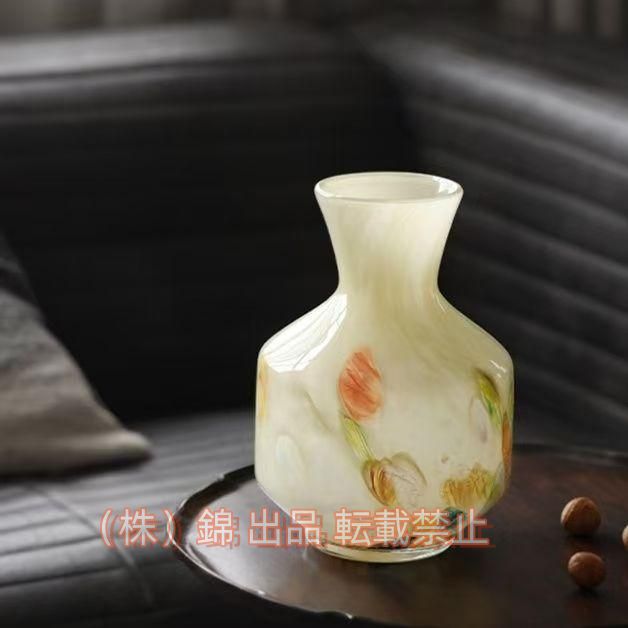 玉質琥珀ガラス 株式会社錦 花瓶置物瑠璃花器
