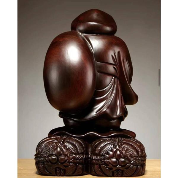 特売！大黒天 縁起物 仏師で仕上げ品 株式会社錦 黒檀木 彫刻工芸品 精密彫刻 置物