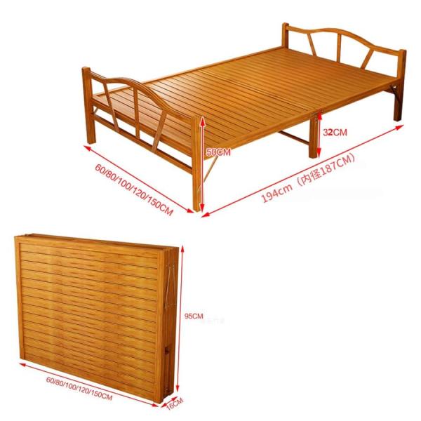 天然竹製ベッドフレーム折り畳みベッド竹庭ベッドフレーム