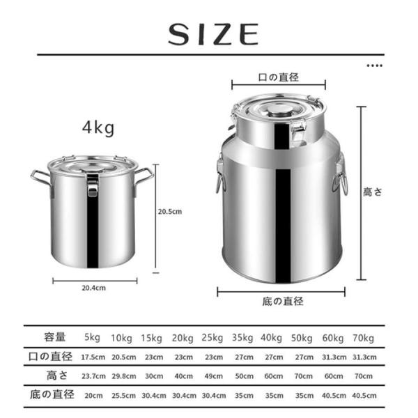 米びつ ステンレス 大容量 40L 50L 60L 70L 商業用 密閉米びつ ライス 