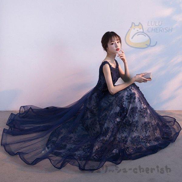 ロング丈 パーティードレス 結婚式 ウエディングドレス 花柄 袖なし