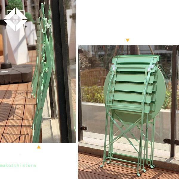 マカロンブルーガーデンチェアセットアウトドア折りたたみガーデン