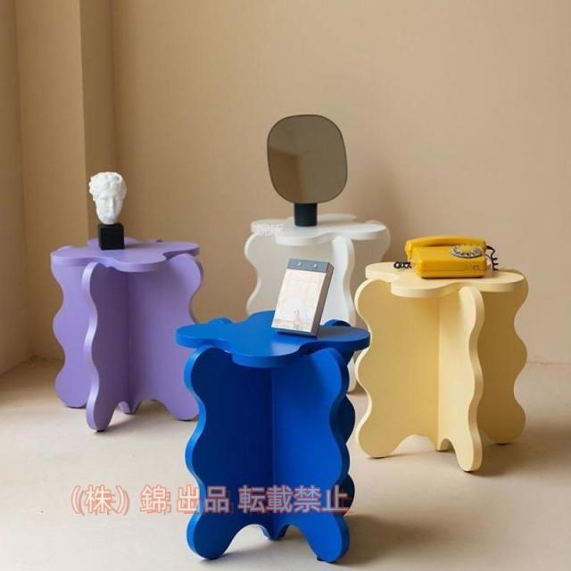 コーヒーテーブル、ミニ花びらコーヒーテーブル漫画無垢材ウェーブ