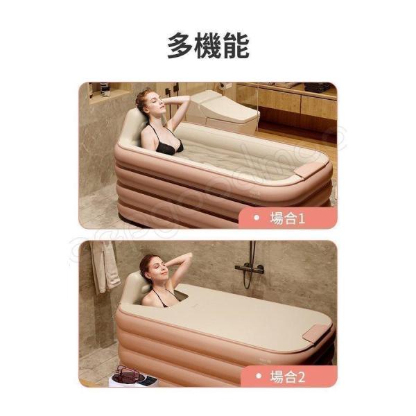 ビニールバスタブ . 自動膨張 折り畳み式浴槽 三重構造 バスバケツ 簡易浴槽 収納簡単 お風呂 バスタブ フタつき 株式会社錦 大人 全身浴 入浴 使いやすい_4