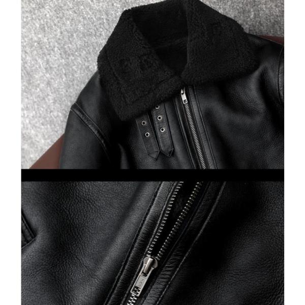 レザージャケット 革ジャケット メンズ 羊革 ウールボア ムートン革