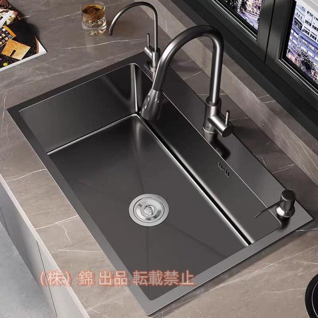 ステンレスシンクSUS304タンク流し台DIYキッチンステンレス製ナノコーティング油対策耐蝕耐摩耗株式会社錦手入れやすい厚手台所ゴミ受け蛇口混合水栓