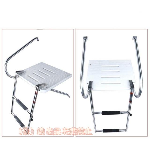 ボート用船梯子2/3ステップ折りたたみ可能プールラダー、鋼船内ボートラダー、ペダルとスイムプラットフォーム株式会社錦手すりはしご、マリンボートヨット用(
