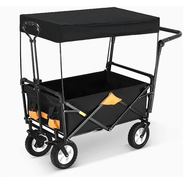 キャリーワゴン キャンピングカート アウトドア用キャリーカート 折りたたみ式 アウトドアワゴン 屋根付き 107L アウトドアワゴン 大容量 耐荷重100kg 自立収納_2