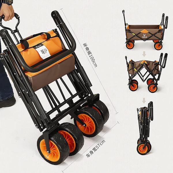 キャリーワゴン キャンピングカート アウトドア用キャリーカート 折りたたみ式 アウトドアワゴン 屋根付き 107L アウトドアワゴン 大容量 耐荷重100kg 自立収納_5