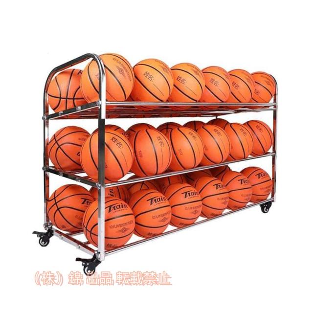 ルカゴ ボールかご バスケットボールラック 大型 ステンレス鋼 スクールジムボールラック ボール収納カート ホイール付き株式会社錦 両面収納トロリー