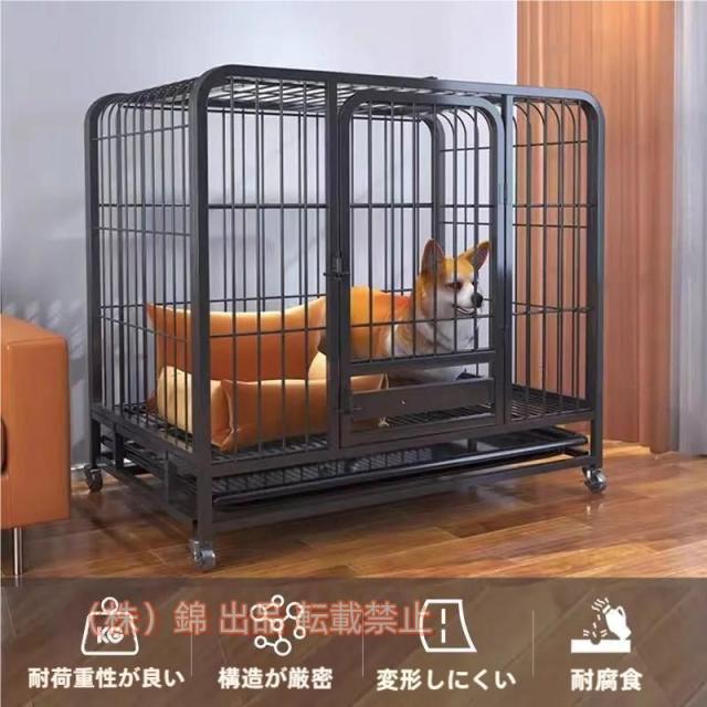 中、大型犬ケージ犬ケージ犬用サークル，ステンレス製室内広い犬キャスター付き，お留守番ケージ犬用窓付きドア付き錦犬小屋屋外犬舎通気性ペッ