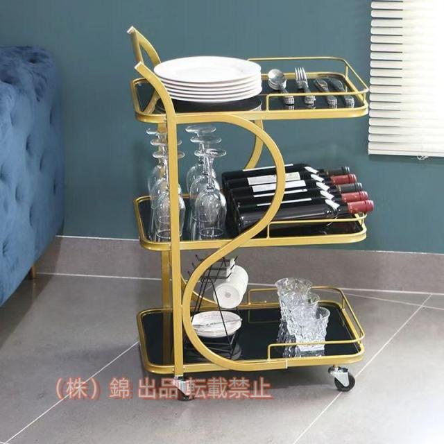 キッチンカート収納手トラック，3段キッチンカートハンドル付き、錦