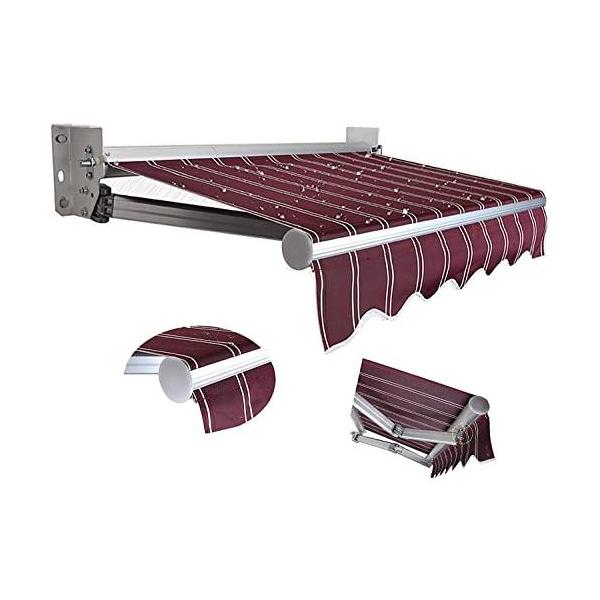 オーニングシェード日除けシェード，DIYキットパティオ手動格納式キャノピーオーニングアンチUVおよび防水折錦アウトドアオーニングアルミ合金サン3*1.5m