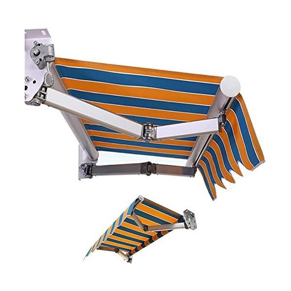 オーニングシェード日除けシェード，DIYキットパティオ手動格納式キャノピーオーニングアンチUVおよび防水折錦アウトドアオーニングアルミ合金サン3*1.5m