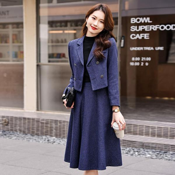 スーツセット レディース スカートセット ジャケット チェック柄 着痩せ フォーマル 通勤 OL 20代30代 40代 おしゃれ 株式会社錦セレモニースーツ 秋冬 スーツセット レディース スカートセット ジャケット チェック柄