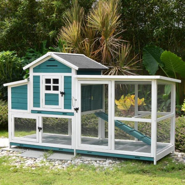 鶏用ケージ飼育ケージ 鳩の檻 木製 鳥かご 83 インチ屋外木製鶏小屋 、大型鶏小屋 家禽ケージ マルチレベル鶏小屋 、ネスティング ボックス、ワイヤー フェンス 鶏用ケージ飼育ケージ 鳩の檻 木製 鳥かご 83 インチ屋外木製鶏小屋