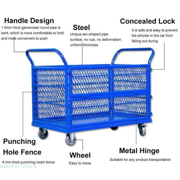 台車プラットフォームトラック手すりと4つの側面で、多機能ポータブルローリング家庭用倉庫は貨物カートを引っ張る、300kgの負荷株式会社錦(Color:Nylonwheel) 台車プラットフォームトラック手すりと4つの側面で、多機能ポータブル