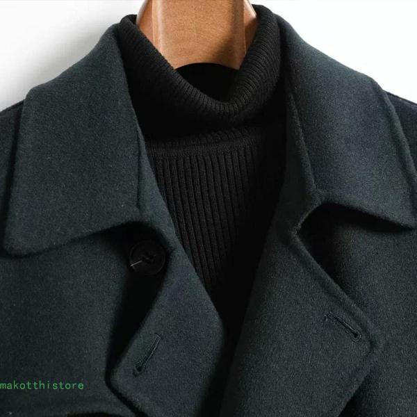 秋と冬の両面ツイードコートメンズロングパラグラフツイードダブル