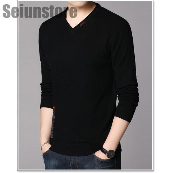 セーター メンズ ニット Vネック カットソー 春 秋 冬 薄手 長袖株式