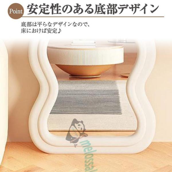 波型 全身鏡 韓国 風 鏡 全身 姫系 姿見 白 ピンク グリーン かわいい 鏡 大きめ 株式会社錦 立て掛けミラー 全身カガミ 御洒落160x60cm