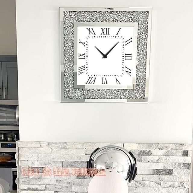 掛け時計 おしゃれ 壁掛け時計 北欧 モダン スクェア 丸い 高級 手作り キラキラダイヤ 音しない 静音 株式会社錦かけ時計 ギフト 掛時計