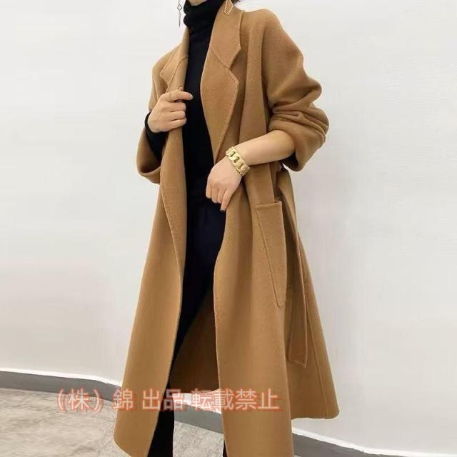 ウール100％ロングコート　 リバーコート　ダブルフェイスコート　一枚仕立て　株式会社錦グリーン　レッド　大人