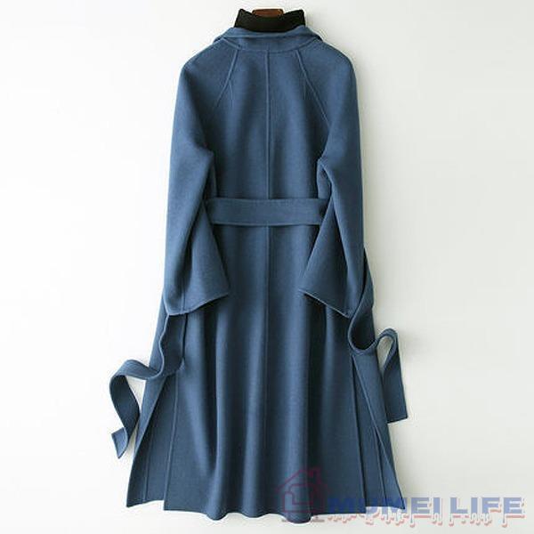 上品ロングコート ウール リバーコート ダブルフェイスコート 一枚