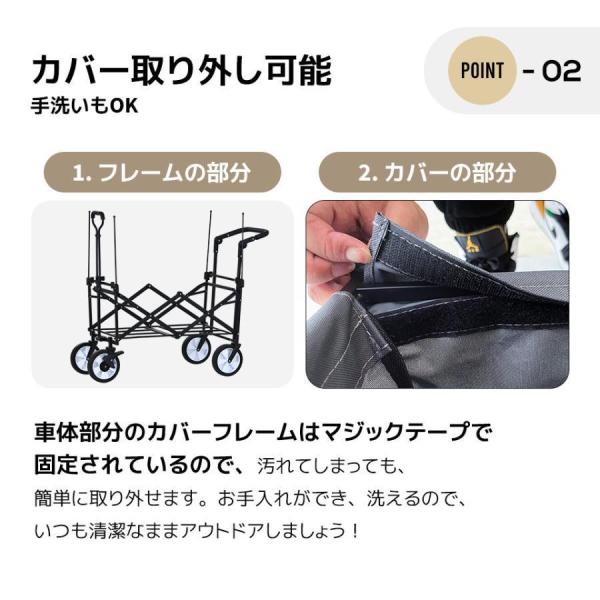 キャリーワゴン 屋根付き 折りたたみ 収納カゴ付き ストッパー付き アウトドア 軽量 台車 株式会社錦 キャンプ用品 買い物_10