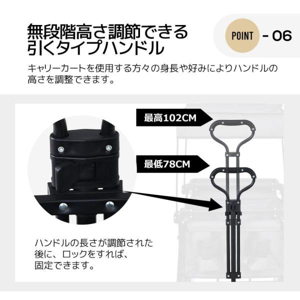 キャリーワゴン 屋根付き 折りたたみ 収納カゴ付き ストッパー付き アウトドア 軽量 台車 株式会社錦 キャンプ用品 買い物_16