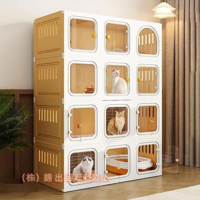 屋内猫ケージ、猫ケージベビーサークル、屋外猫囲い、小動物ケージ、猫キャビネット半密閉式取り外し可能錦2?3匹の猫に最適な大型運動場Color : Without litt