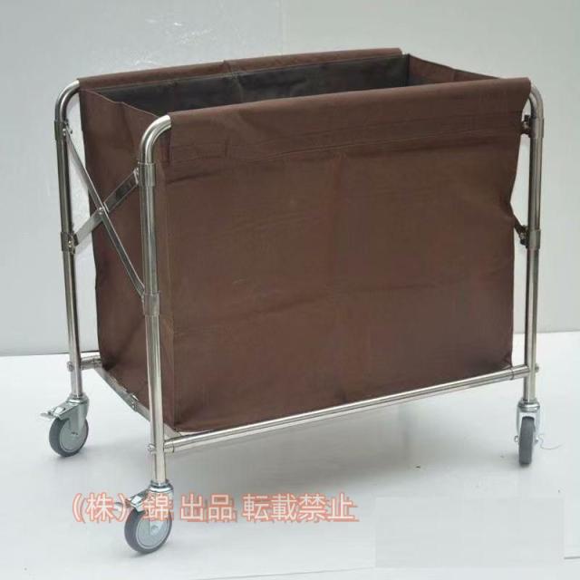 業務用ハンドトラックサービスカート折りたたみワゴン，リネンカートかご台車、ランドリー収納棚錦ステンレス鋼フレーム負荷200kg折りたたみ式ランドリー