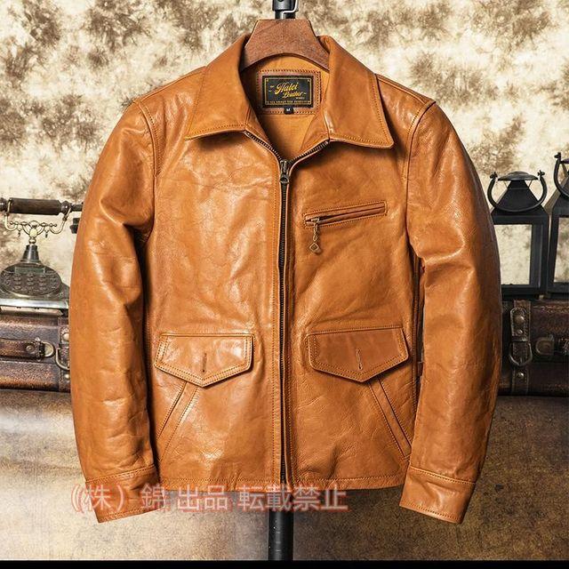 高級感満載！カウハイド 復刻40's アビエイタースタイル レザージャケット ライトブラウン 株式会社錦ライダース タンニンなめし 牛革