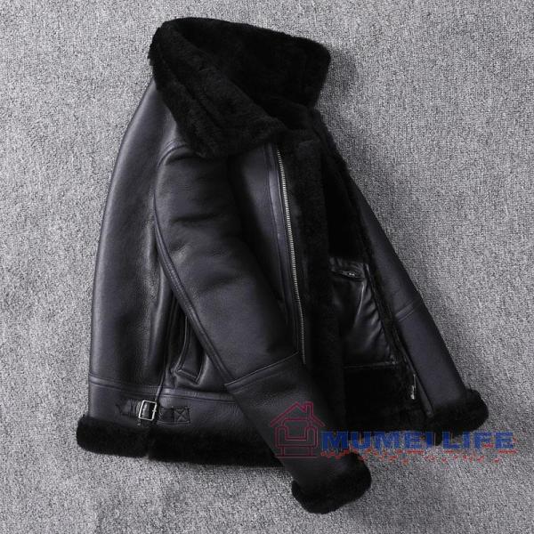 》クラシックb3フライトスーツへのオマージュ ファー一体型オリジナルエコラムウールメンズ株式会社錦本革レトロファージャケット《