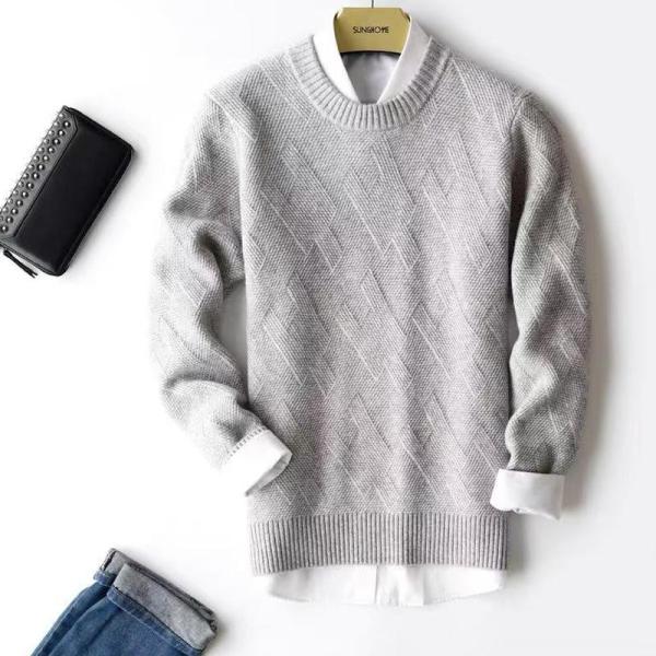 秋冬 暖かいズボン メンズ シンプル厚手カシミヤ　ニットセーター　株式会社錦ブルー S~3XL 秋冬 暖かいズボン メンズ シンプル厚手カシミヤ ニットセーター 株式