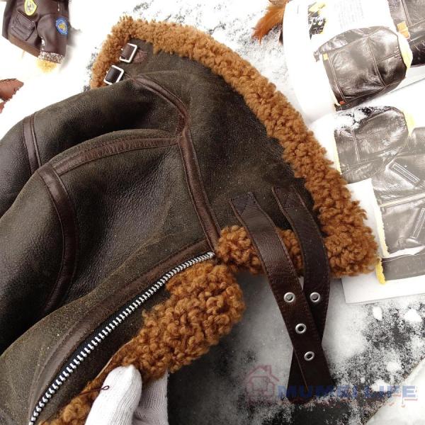 3 ムートン フライトジャケット テディレッドブラウン ボマー ボンバー