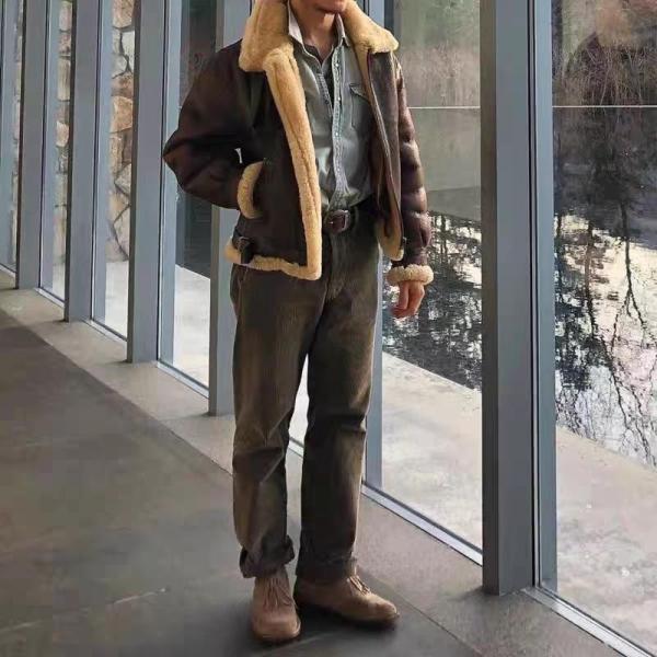 3 ムートン フライトジャケット テディレッドブラウン ボマー ボンバー