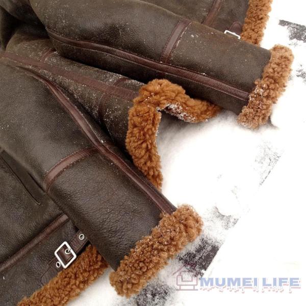 3 ムートン フライトジャケット テディレッドブラウン ボマー ボンバー