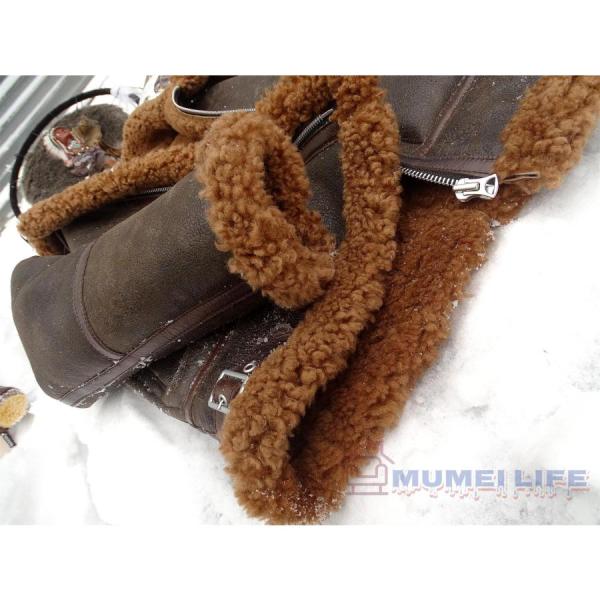 3 ムートン フライトジャケット テディレッドブラウン ボマー ボンバー