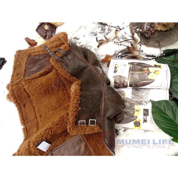 3 ムートン フライトジャケット テディレッドブラウン ボマー ボンバー